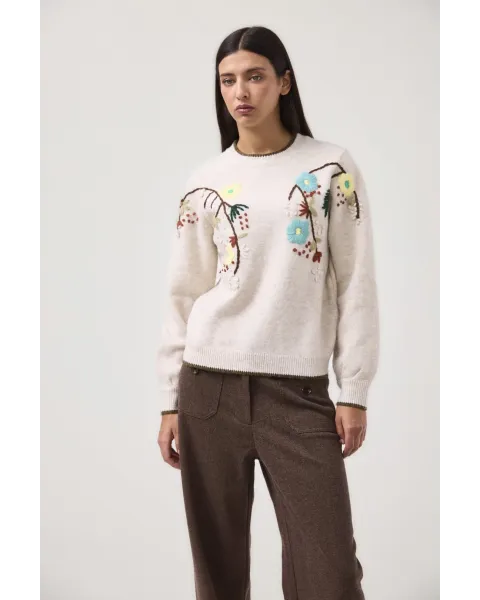 Jersey MDM bordado floral | Malha cru