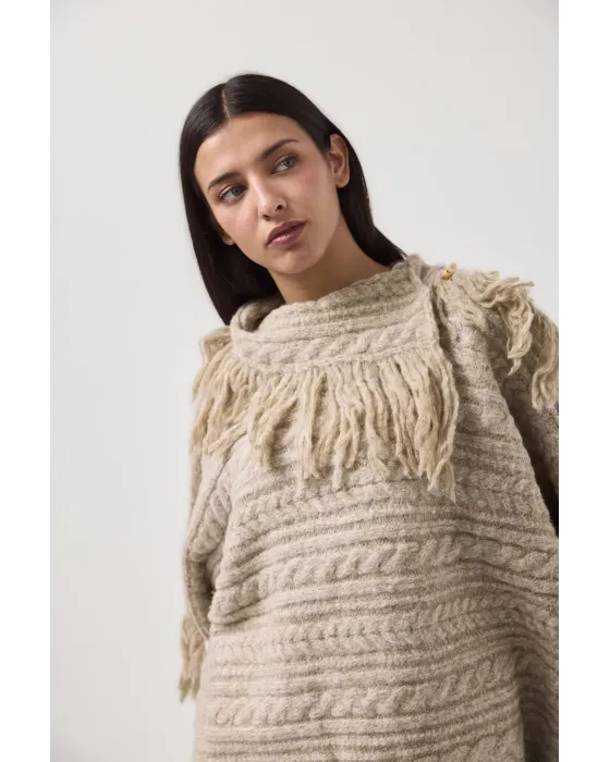 Poncho MDM punto con flecos | Poncho de punto