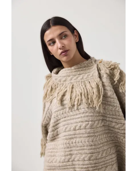 Poncho MDM punto con flecos | Poncho de punto