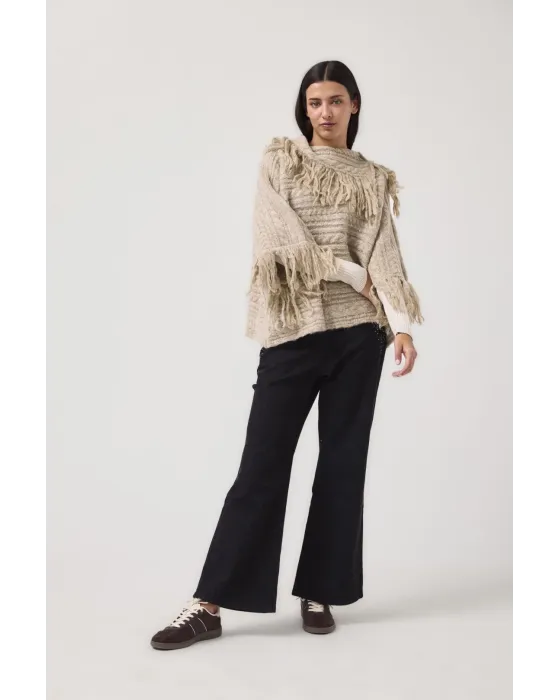 Poncho MDM punto con flecos | Poncho de punto