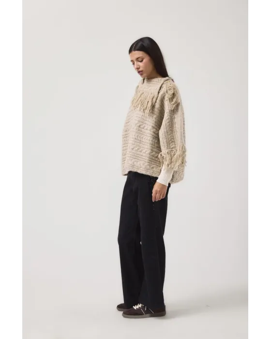 Poncho MDM punto con flecos | Poncho de punto