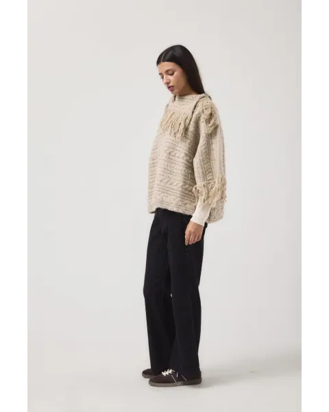 Pelerine MDM de malha com franjas | Pelerine de malha
