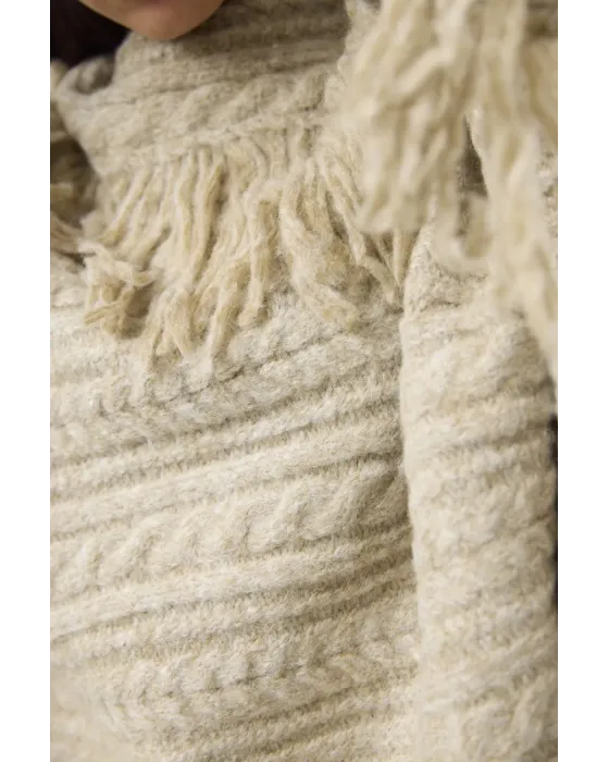 Pelerine MDM de malha com franjas | Pelerine de malha