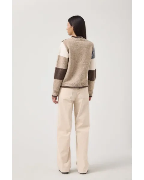 Jersey de malha MDM desenho geométrico camel