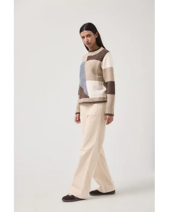 Jersey punto MDM diseño geométrico camel