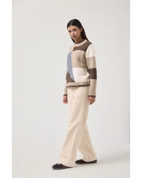 Jersey punto MDM diseño geométrico camel