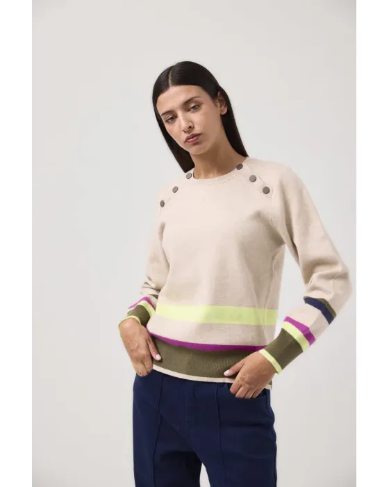 Jersey de ponto MDM botões ombros | jersey cru