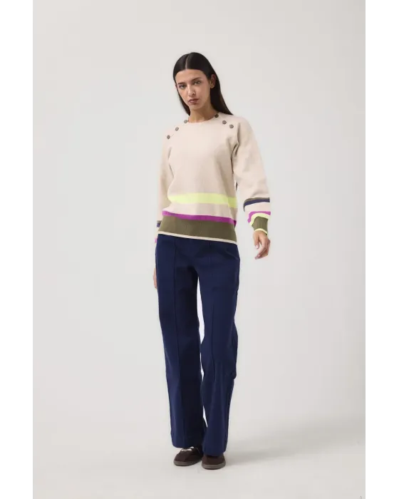Jersey de ponto MDM botões ombros | jersey cru