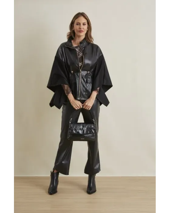 Poncho Amichi Negro Polipiel | Capa de mujer