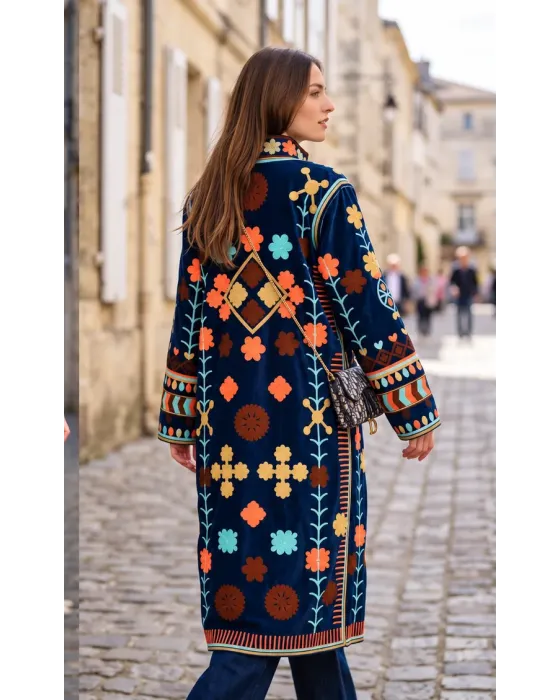 Chaqueta Larga Suzani Azul Esenciales 2