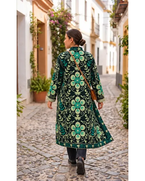 Chaqueta Larga Suzani Verde Esenciales