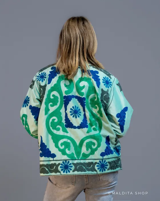 Chaqueta Suzani Bordada Verde Agua | Esenciales 2