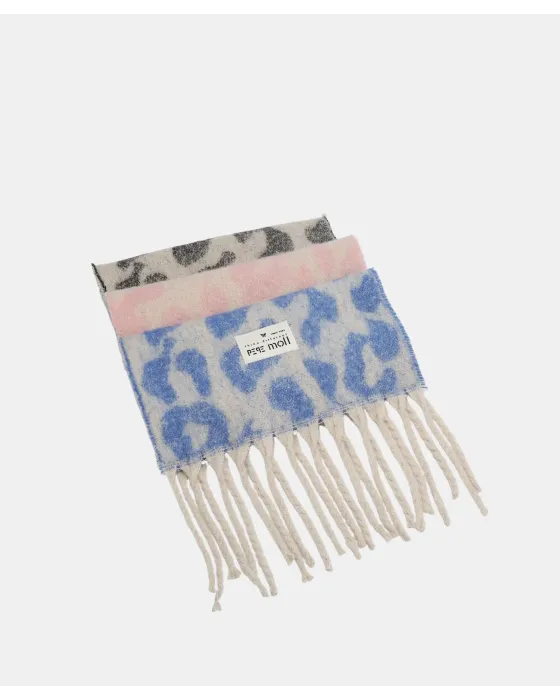 Cachecol Pepe Moll Blue | Estampado animal e franjas
