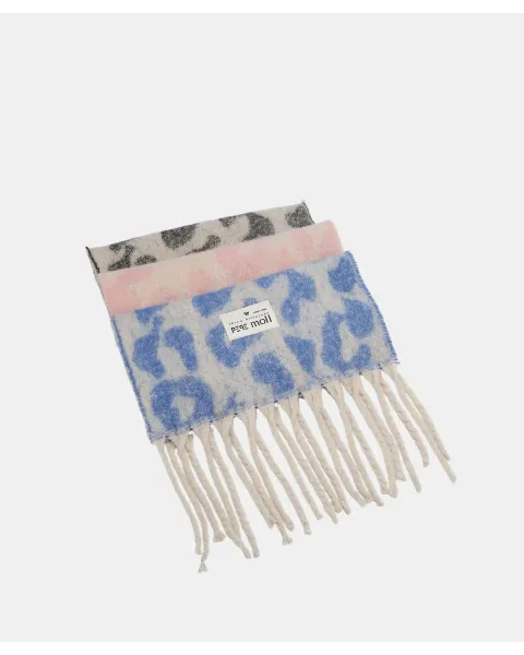 Cachecol Pepe Moll Blue | Estampado animal e franjas